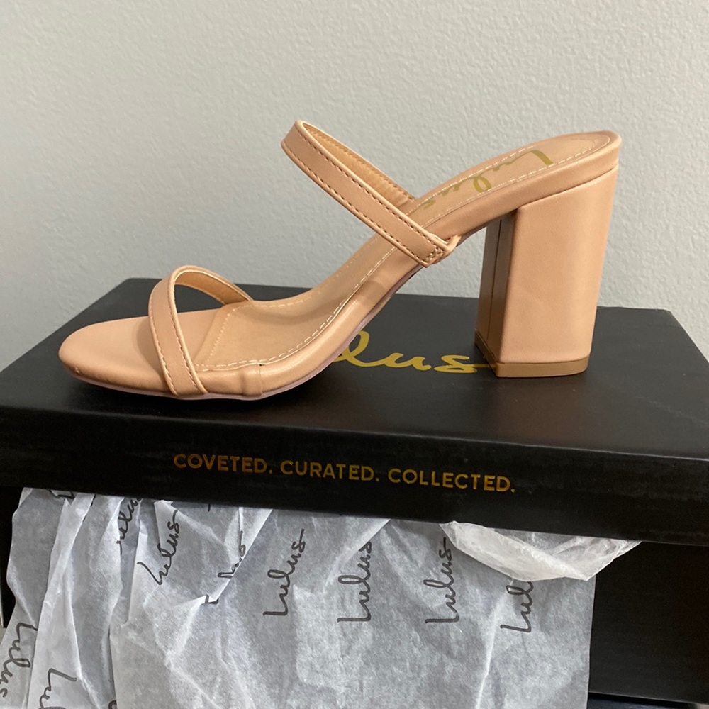 Nude block heel